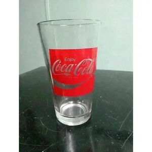 Coca Cola Coke Tall Original Collectible Glass Cup Red and Clear Vtg